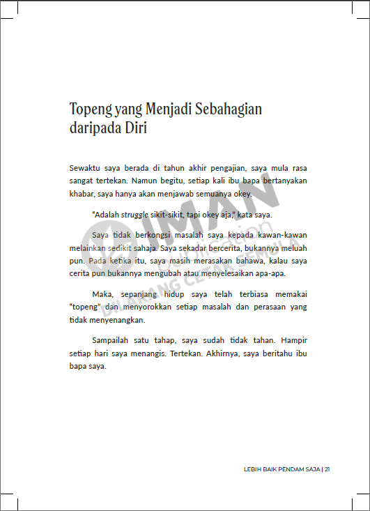 Lebih Baik Pendam Saja oleh Mimie Rahman & Syahira Hozami - IMAN Shoppe Bookstore