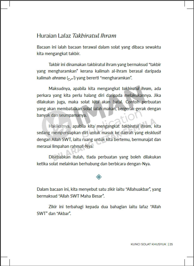 Iman Publication Kunci Solat Khusyuk: Hayati Makna Bacaan Dalam Solat by Muzuza 101163