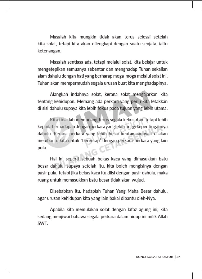 Iman Publication Kunci Solat Khusyuk: Hayati Makna Bacaan Dalam Solat by Muzuza 101163