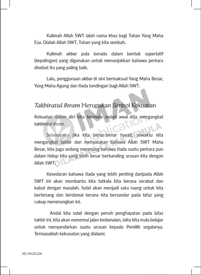 Iman Publication Kunci Solat Khusyuk: Hayati Makna Bacaan Dalam Solat by Muzuza 101163