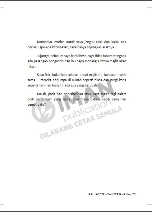 Iman Publication Hari-hari Terindah Bersama Mak by Lynn Razif 101171